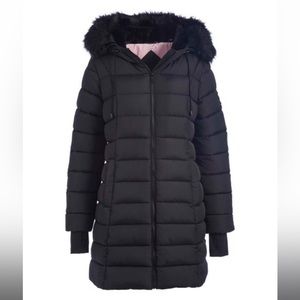 Steve Madden | Black Faux Fur-Accent Hooded Puffer Parka - Women